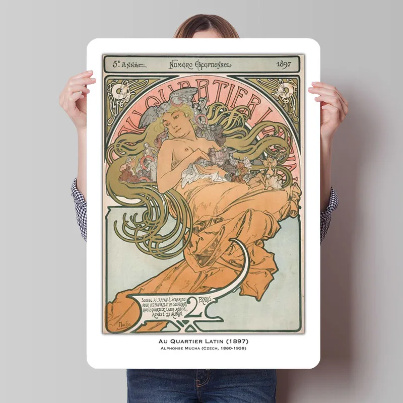Pôster de arte nouveau-au quartier latino, sinais de metal, pôster vintage, placa de flandres personalizada para decoração de arte de parede, decorações de quarto