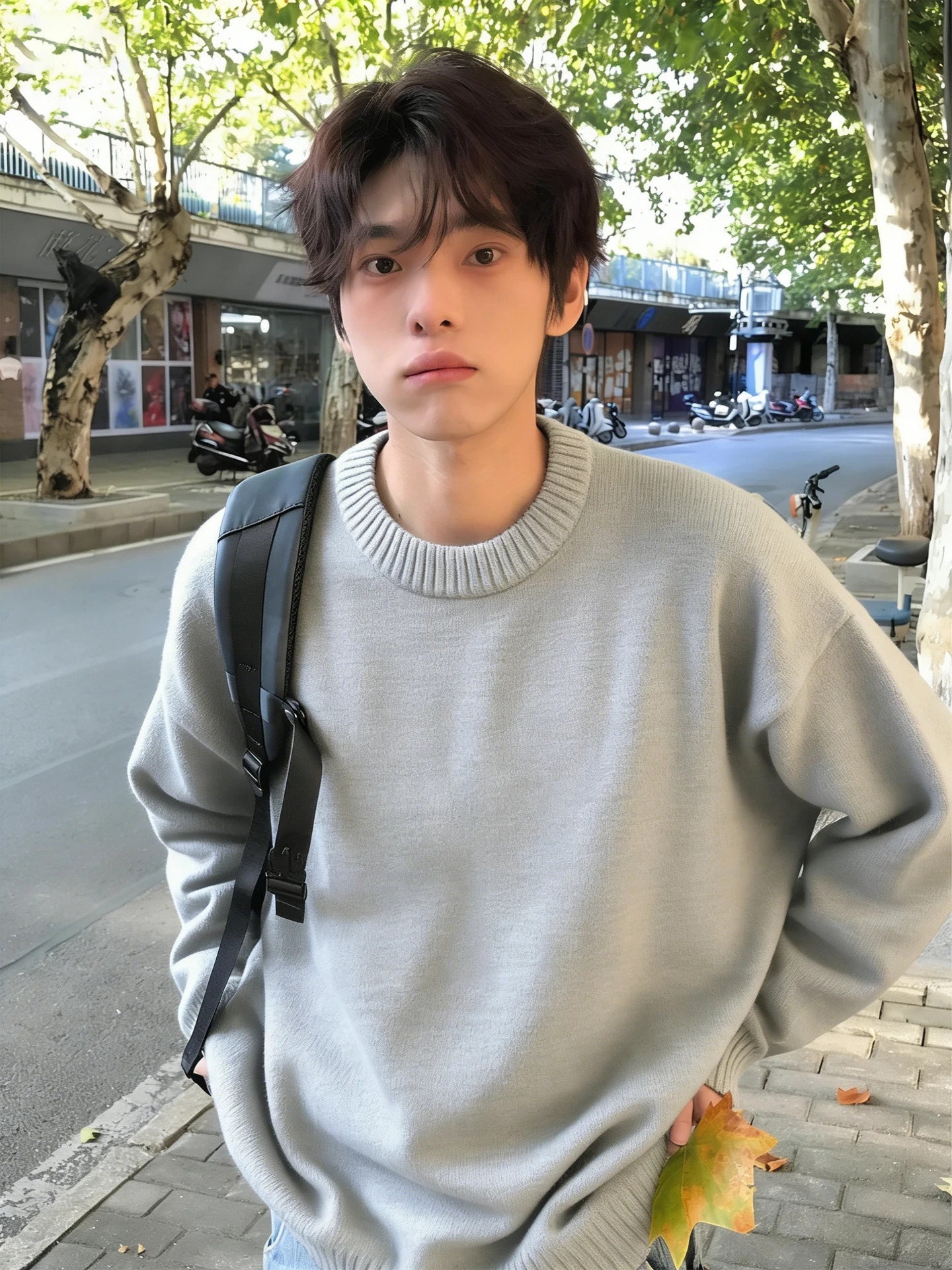 

Мужской вязаный свитер из корейской тонкой пряжи с начесом, теплый зимний повседневный свободный крой, удлиненный рукав