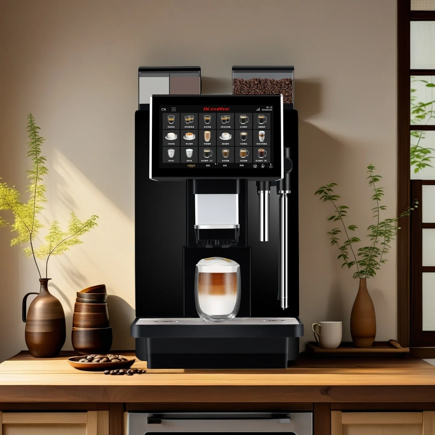 Dr.coffee CoffeeZone Cafe Automatic Coffee  With Steam Rod And Powder Function Espresso Machine For Business
