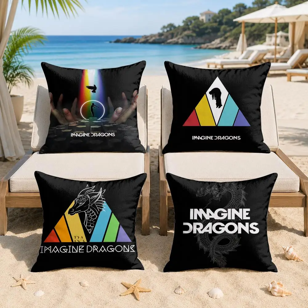 I-Imagine Dragons Rock Band Cushion Cover Silky Short Plush Invisible Zipper Dustproof Sofa Pillow Case For Home Decor