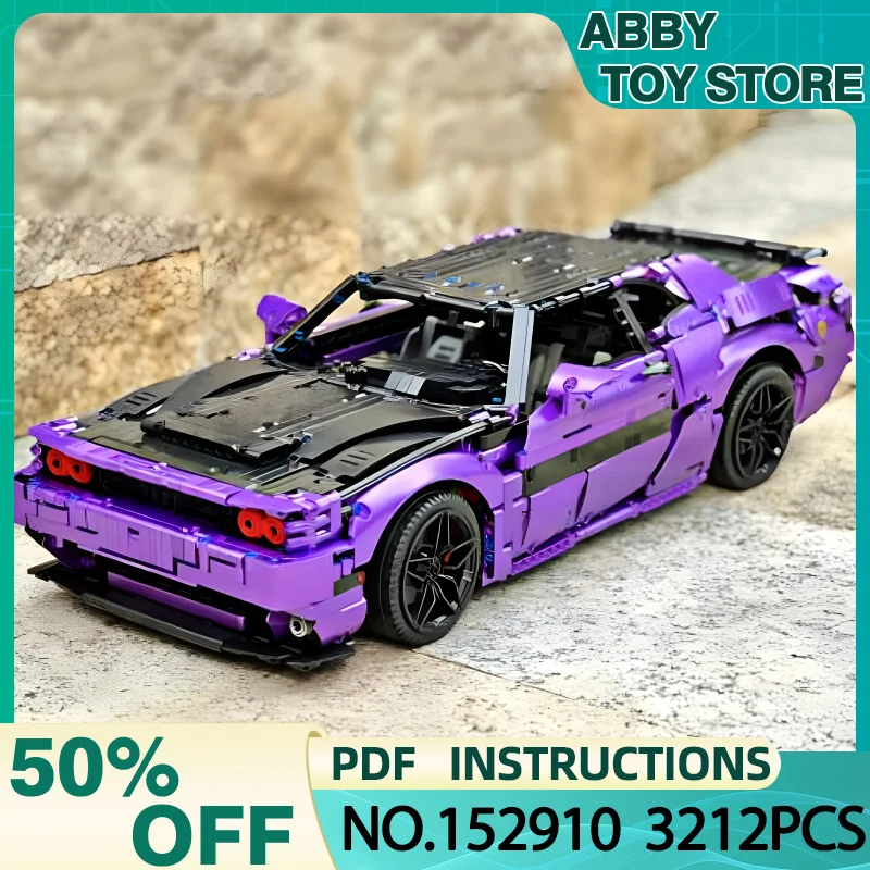 MOC-152910 Technical Purple Super Sports Car Hypercar Building Blocks Bricks Puzzle Educational Toy Christmas Gfits For Kids