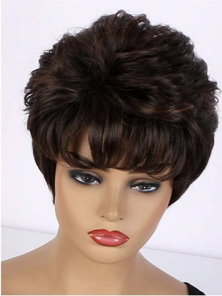 Short Wig for Women, Synthetic Wig, Non-adhesive, Wear-resistant, Heat-Resistant, Natural, Short Layer, Suitable for beginners