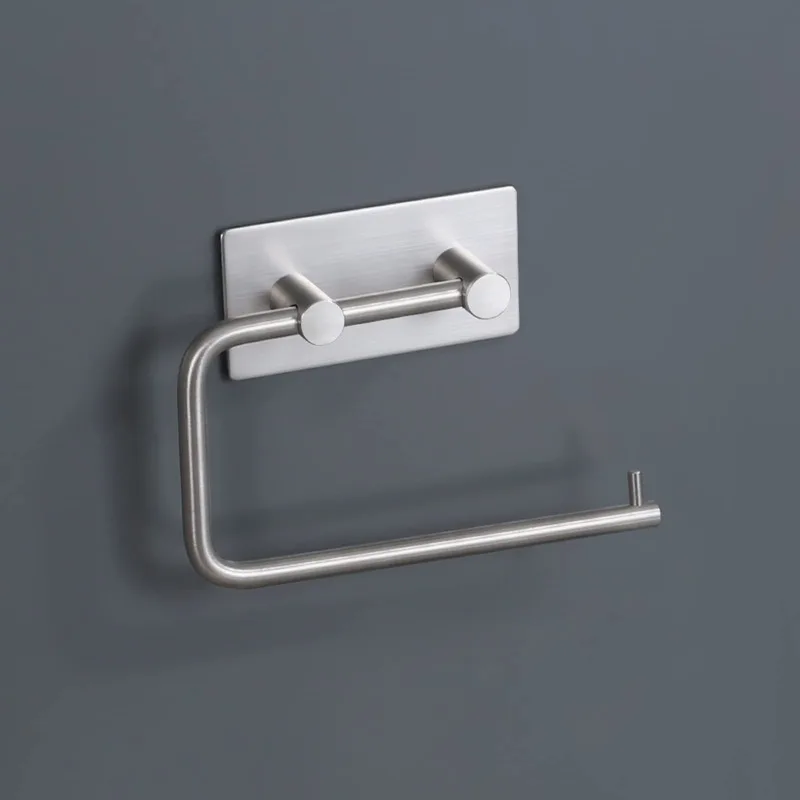 

Punch-free Stainless Steel Silver Paper Towel Holder Movable Square Towel Bathroom Pendant Bathroom Toilet Paper Holder