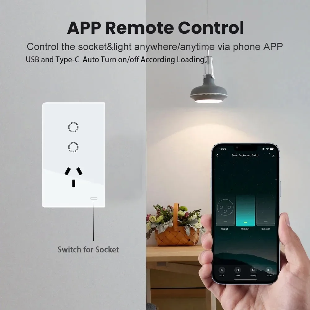 Shawader Wifi Smart Tuya Lichtschakelaar Argentinië Stekker Stopcontact Australië Outlet Touch Glazen Paneel Afstandsbediening door Alexa Google Home