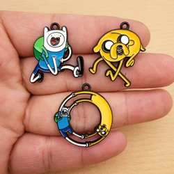 10pcs Cartoon Anime Charm for Jewelry Making Enamel Necklace Earring Bracelet Pendant Diy Accessories Alloy Metal Black Plated