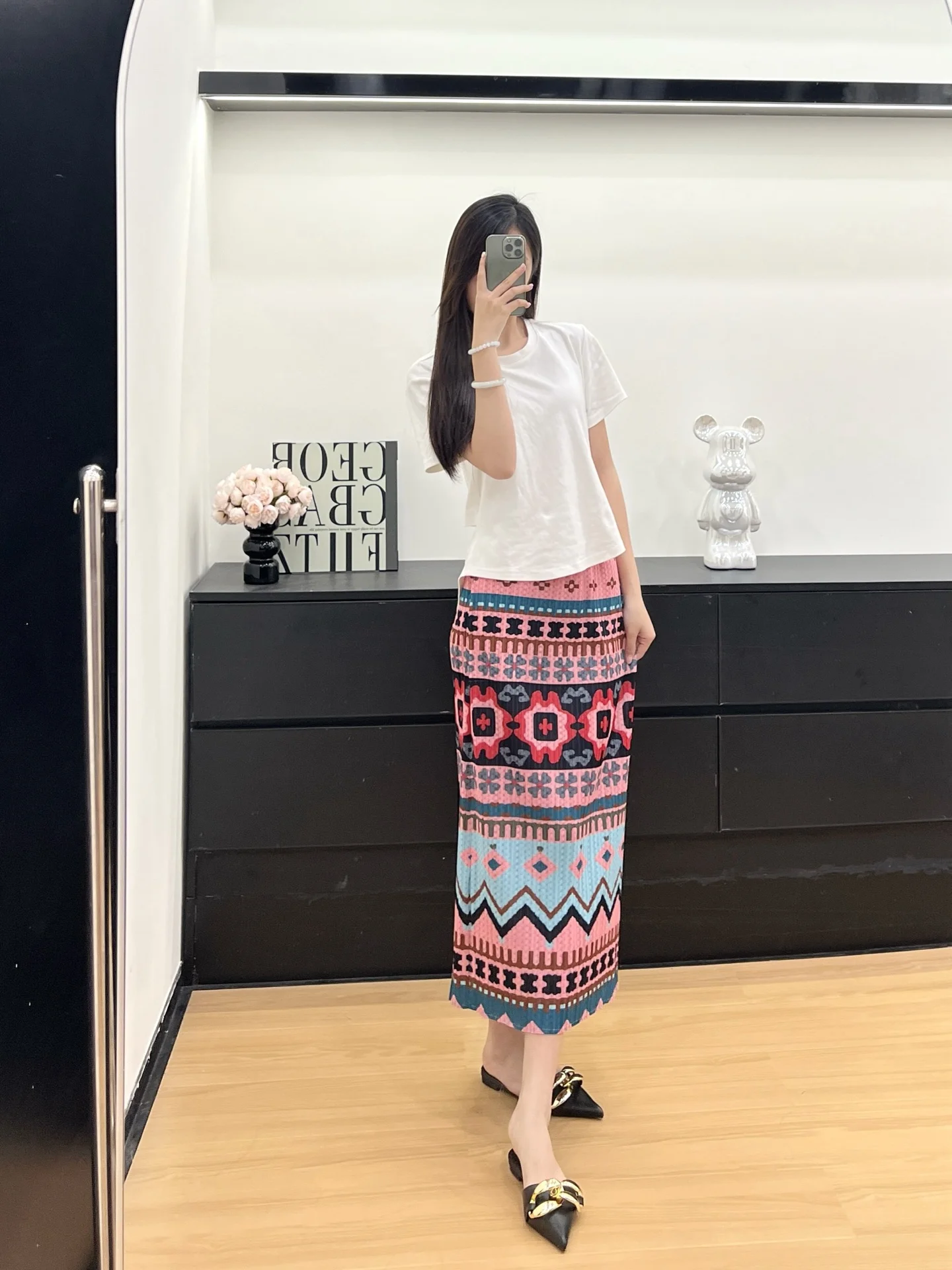 Miyake-falda plisada estampada, novedad de verano 2025, Falda plisada de sensación Premium de alta gama con temperamento