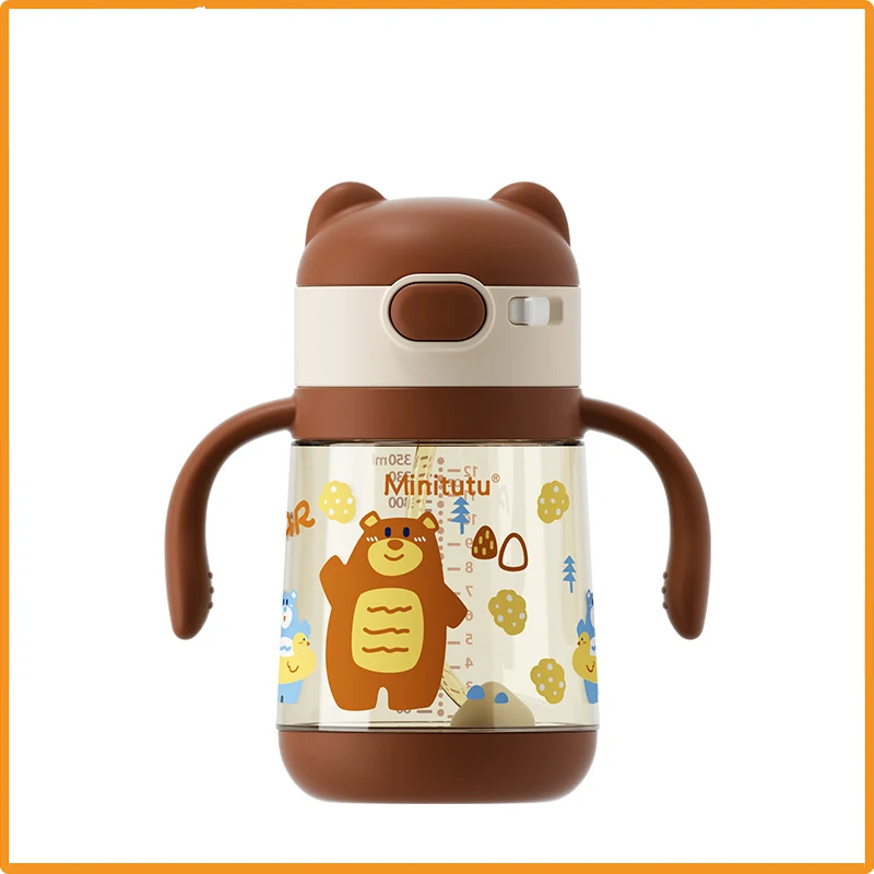 【 Minitutu 】Direct drinking anti choking children's bottle PPSUmilk cup anti drop straw cup for drinking water and milk dual-use