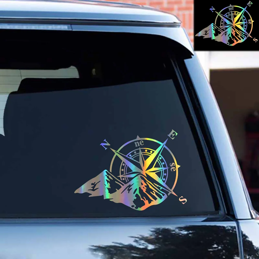 Mountain Compass Car Sticker Hot Fashion Adventure Sports Style Auto Body Window Styling Decoration Laser Decals Car Accessories