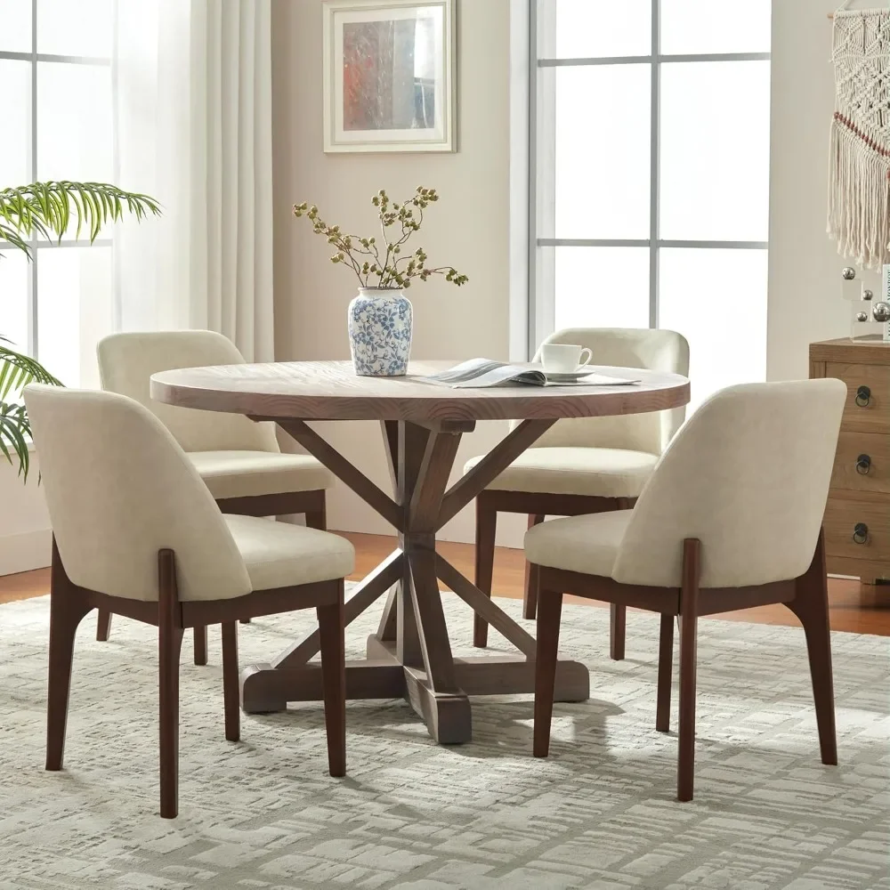 

Modern Dining Chairs Set of 4, Faux Leather Kitchen Chairs with Wood Legs, Upholstered Side Chair for Kitchen Dining Room.