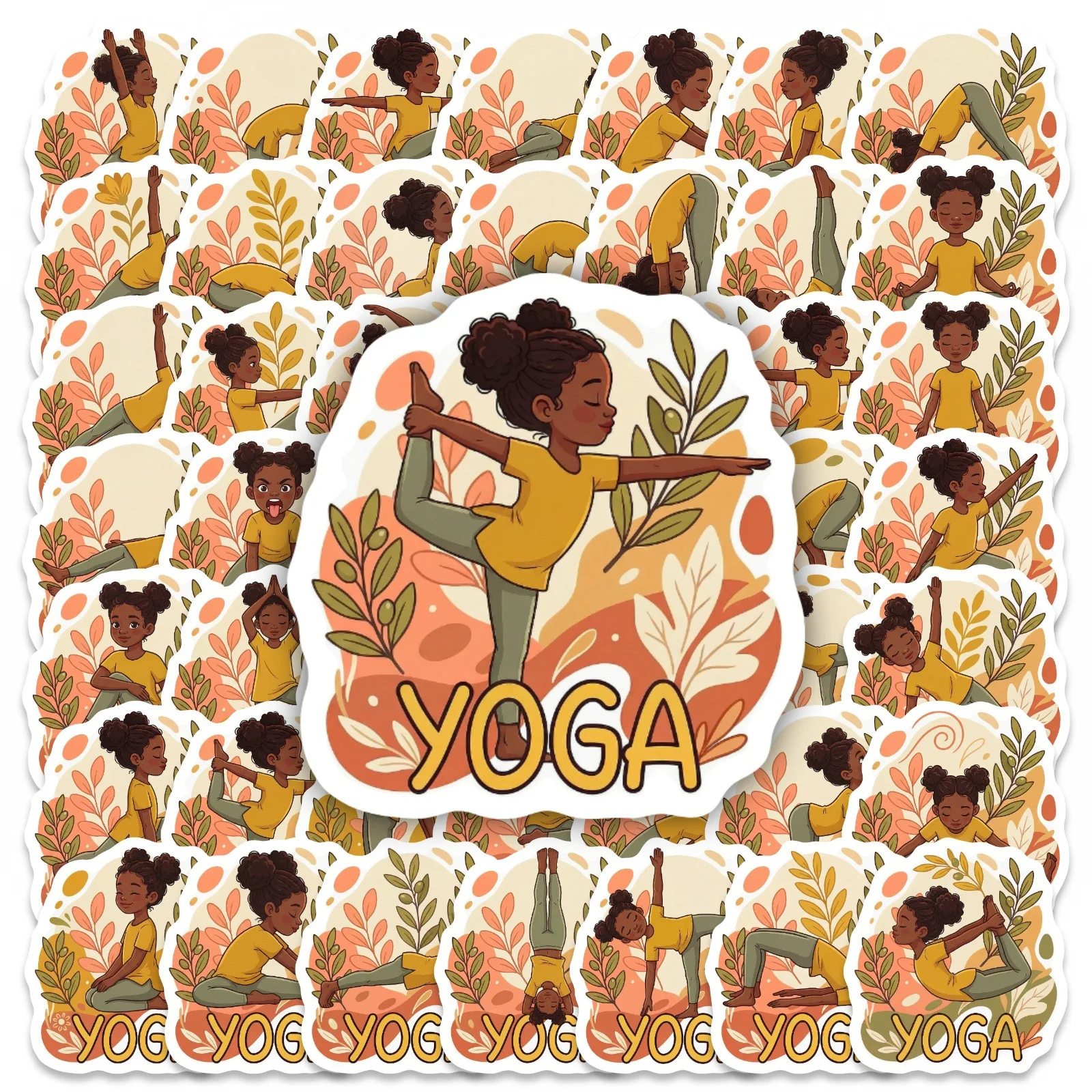 50 Stück Vintage Einfache Yoga-Posen Aufkleber Wasserfeste DIY-Sticker für Wasserflaschen Notizbücher Tagebücher Scrapbooking
