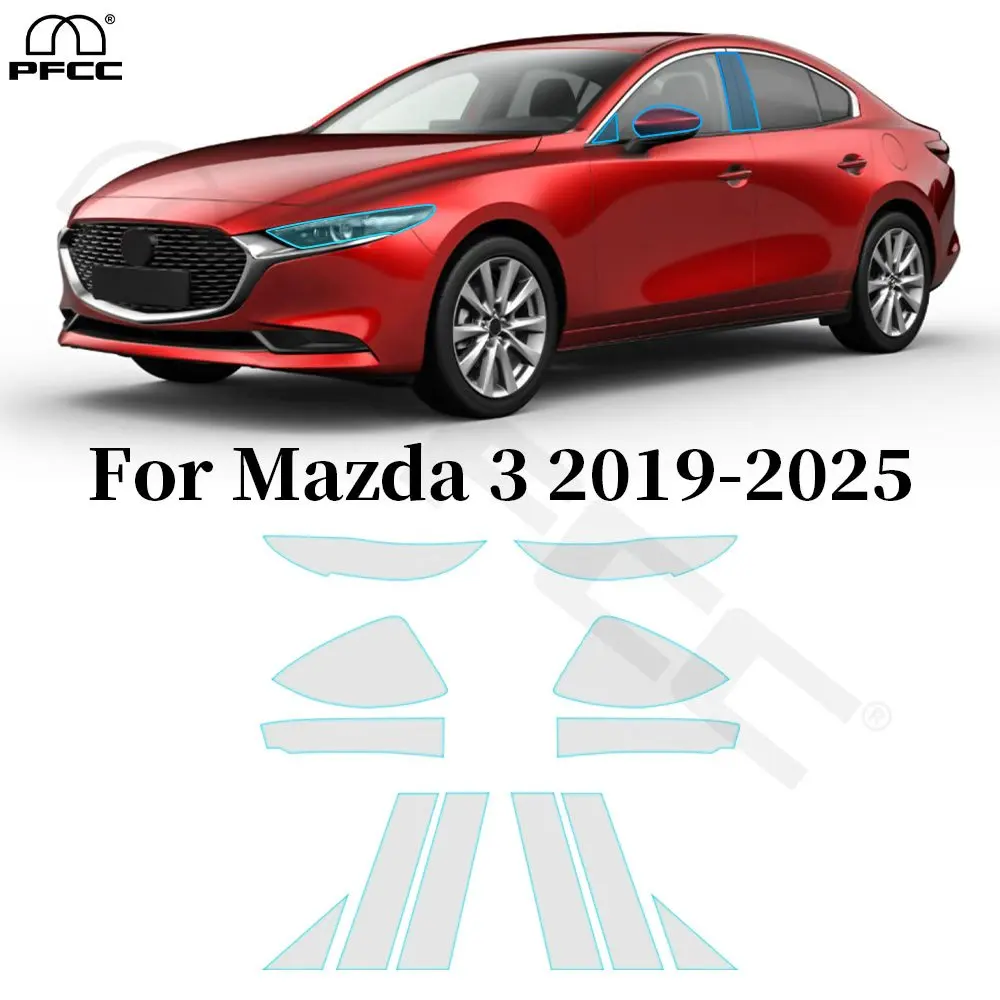 

Для Mazda 3 2019-2025 автомобильные фары заднего вида B C стойки против царапин ТПУ защитная пленка для краски предварительно вырезанная PPF прозрачный бюстгальтер устойчивый