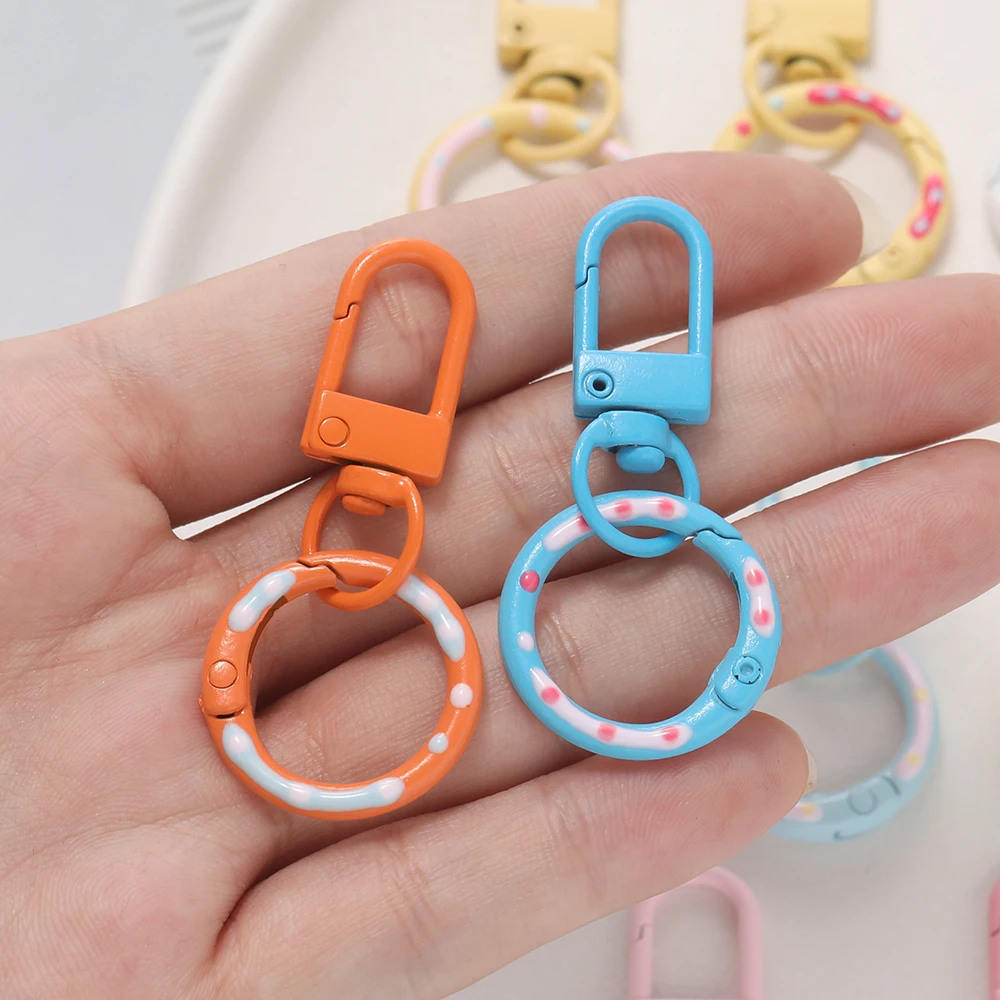 1pc Metal Spring Clasp Crayfish Buckle Openable Round Carabiner Keychain DIY Jewelry Making Beadable KeyRing Hook Bag Buckle