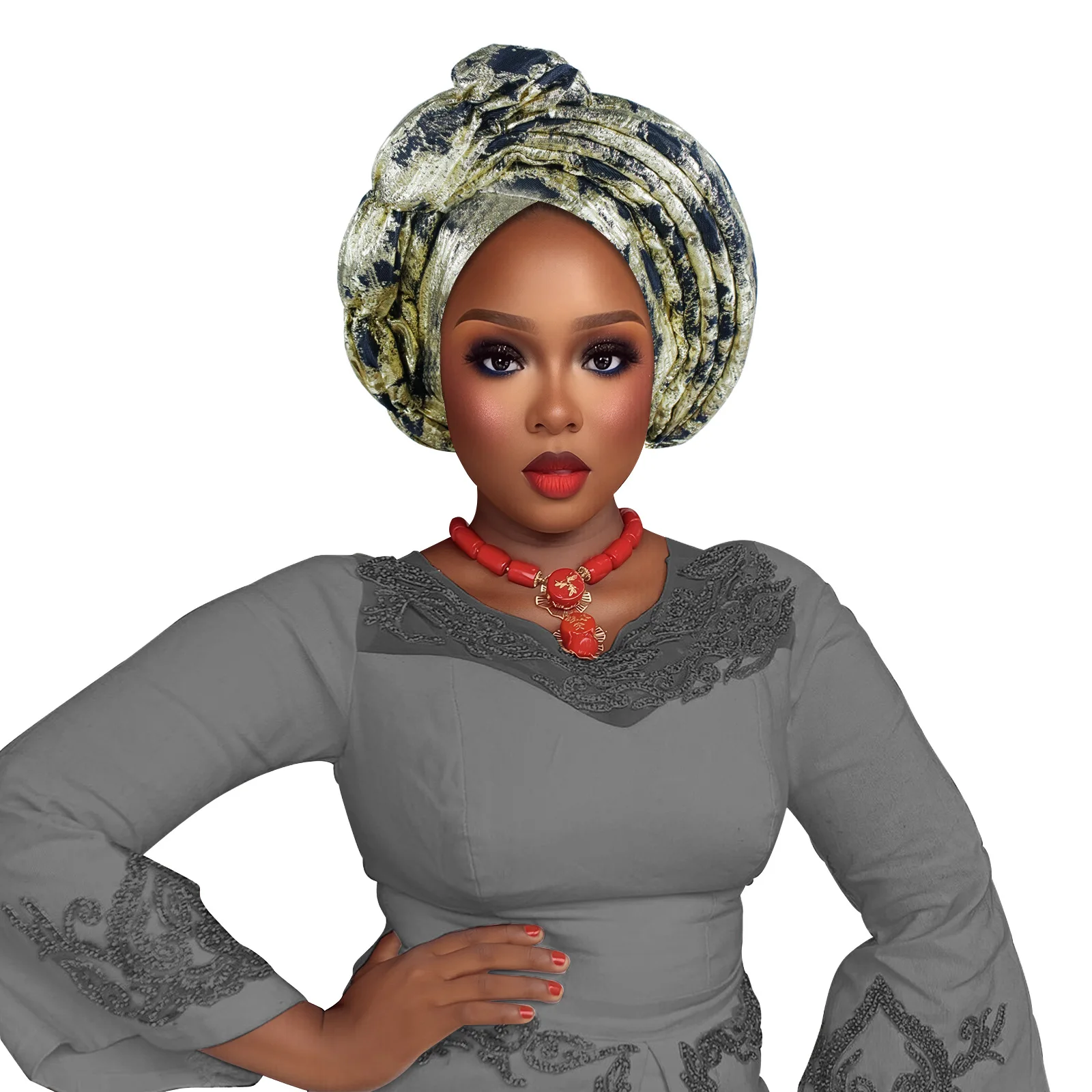 

Fashion Women African Turban Cap Lady Head Wraps Nigeria Wedding Auto Gele Headtie Party Headgear Headwear Hat Outfits