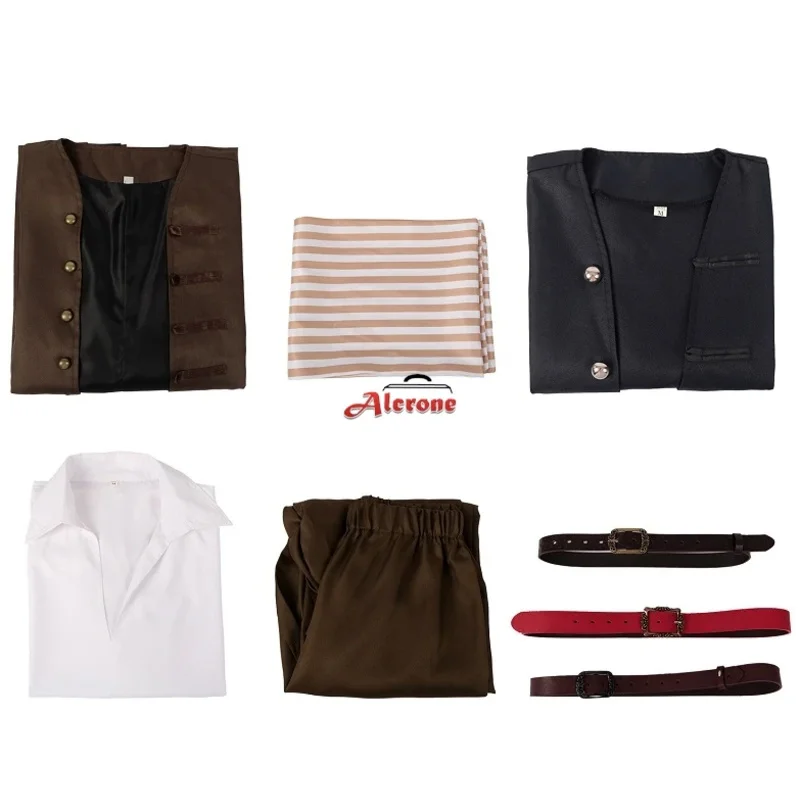 Pirates Jack Sparrow Cosplay Costume COS Caribbean Pirate Full Set Halloween Captain Jack Cosplay Clothing