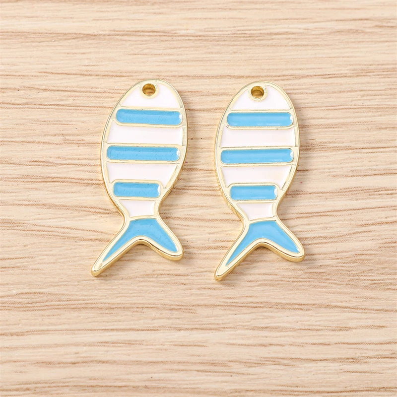 5 Stück 12x26mm Niedliche Bunte Emaille-Fisch-Anhänger für die Herstellung von Ohrhängern, Halsketten, Armbändern, DIY-Handwerk und Schmuckzubehör – Detail 6