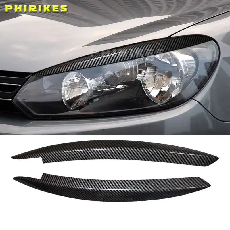 

For Volkswagen VW GOLF 6 VI MK6 GTI GTR GTD 2008 - 2013 2Pcs Car Headlight Eyebrow Eyelids Stickers Trim Cover Accessories