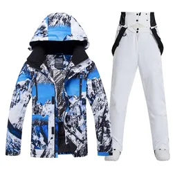 -30 Grad Ski anzug für Männer warme wind dichte wasserdichte Winter Schnee Snowboard Jacken und Hosen Outdoor Sport Ski Wear Marke