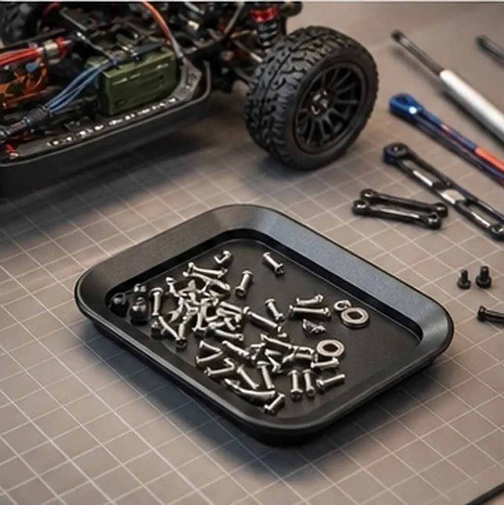 Mini Magnetic Parts Tray For Parts Storage Rc Hobbyist Black Aluminum Alloy Screw Plate Serving Bowl Car Repair