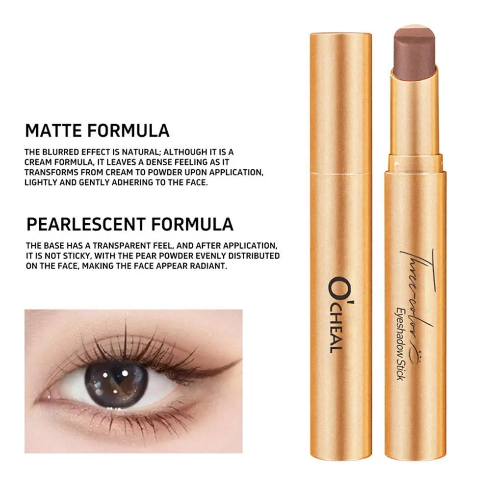 Glitter sombra vara de três cores contorno sombra maquiagem sombra lápis sombra lápis olho shimmer vara