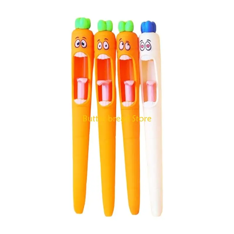 

W89C 4 Pcs Retractable Gel Pen Carrot Gel Pen 0.5mm Signing Pen with Comfortable Grip For Note Taking Journaling