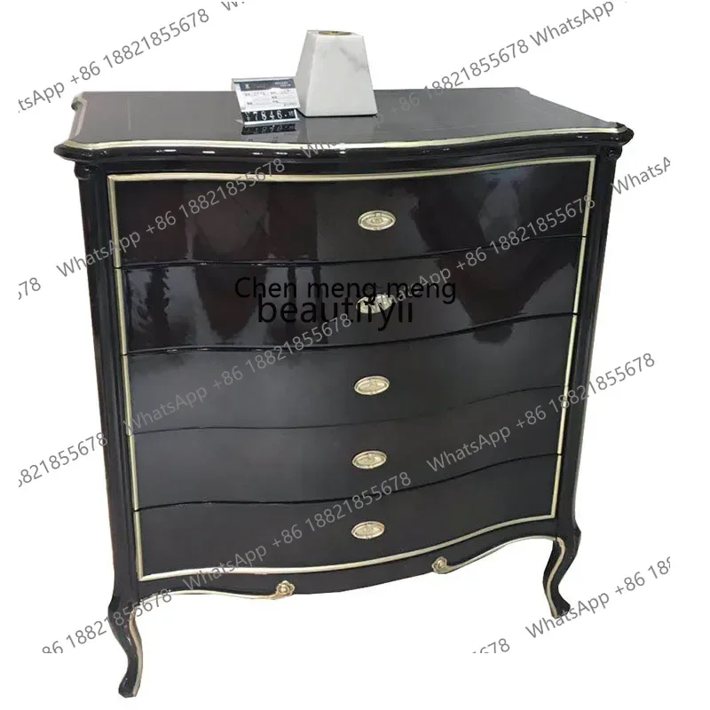 

ss8350 European bar, ebony light luxury solid wood chest of drawers, neoclassical living room storage, American postmodern
