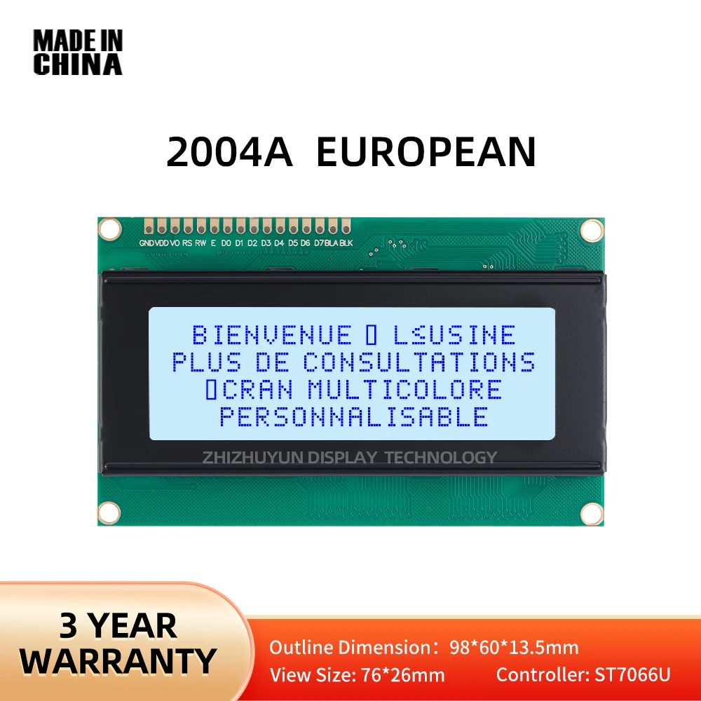 LCD2004A European Font Screen LCD Screen Gray Film Blue Font 204 20*4 20X4 2004 LCD Screen