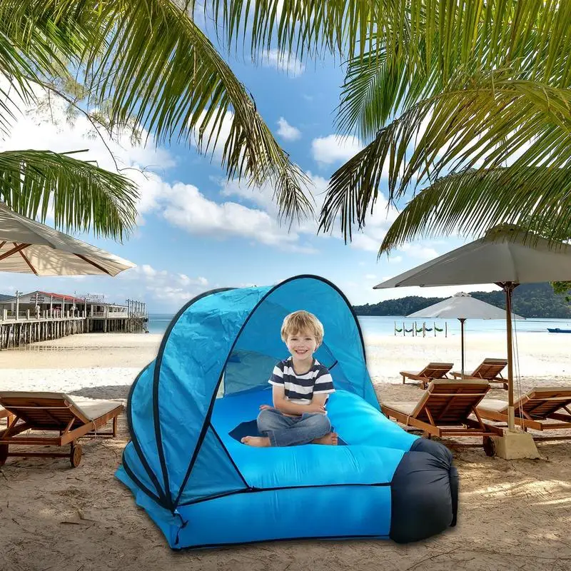 Inflatable Sofa Air Recliner Sofa With Tent Windproof Air Pump Free Lounger UV-Resistant Fishing Camping Outdoor Party Picnic