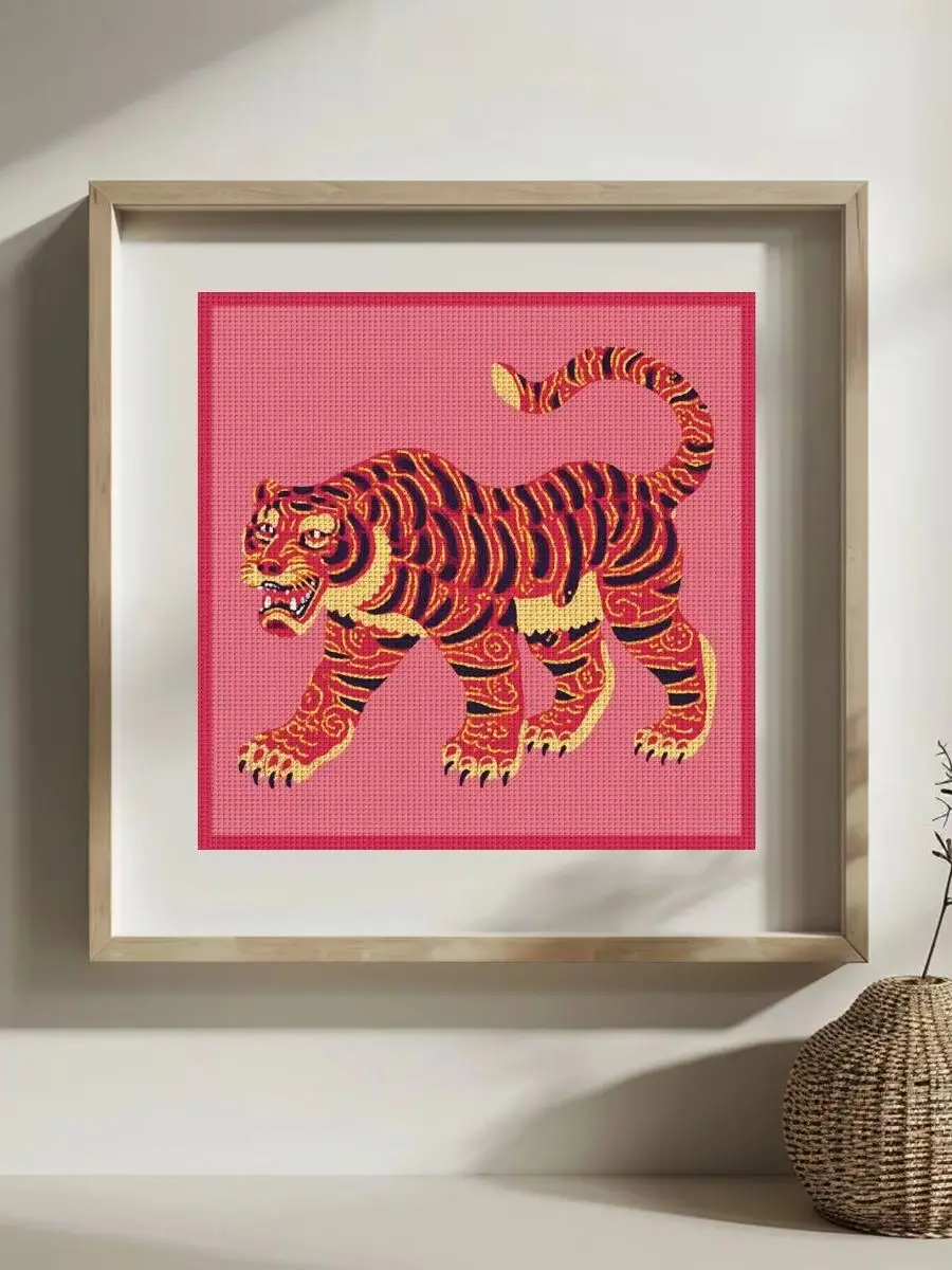 1 Stück 30x30 cm/11,8 Zoll Tiger-Stickerei-Set DIY-Kit 11/14/16CT DIY-Stickerei-Set DIY-Kreuzstich-Set Wanddekoration – Detail 1