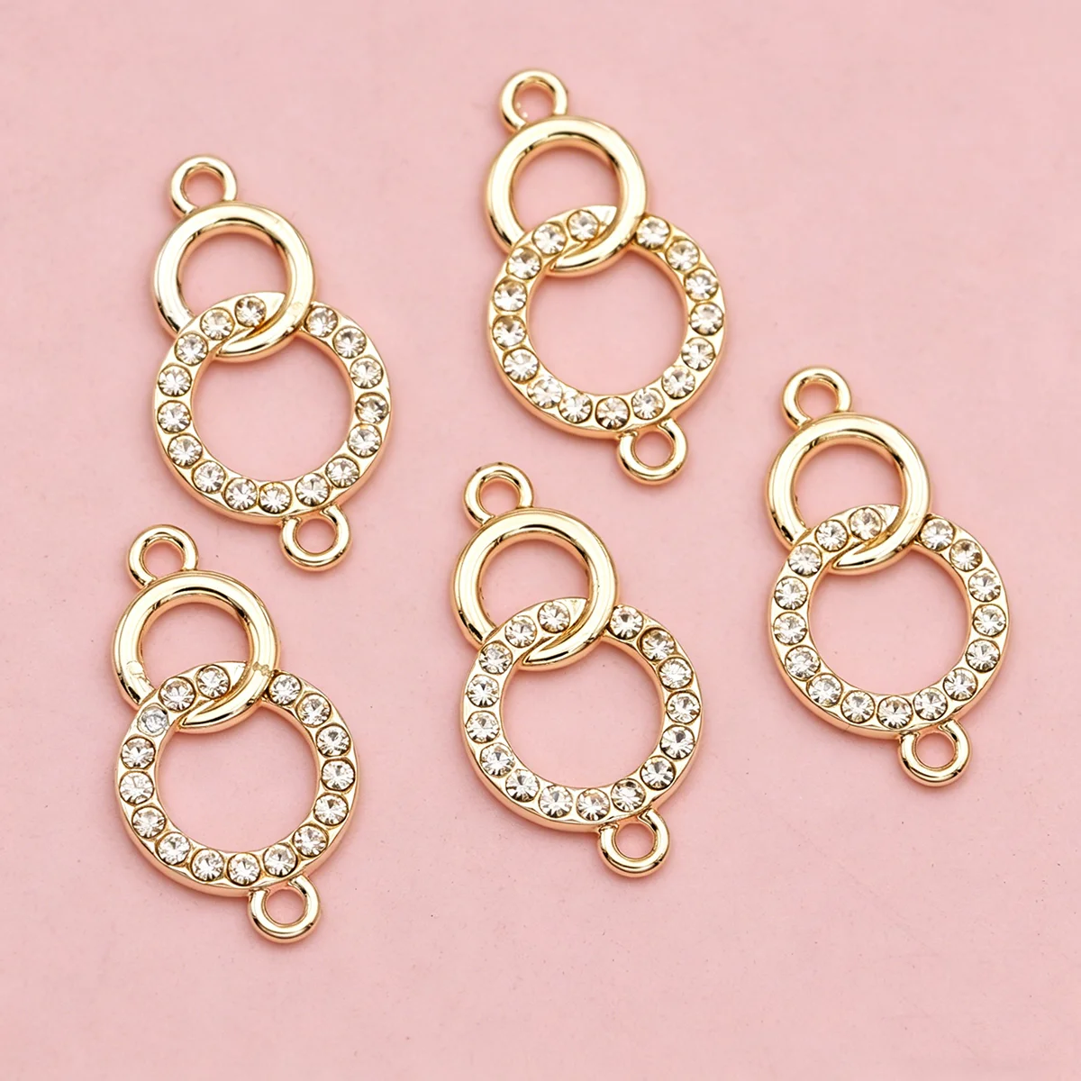 5Pcs Crystal Silver Plated Double Circle Charm Connector for Jewelry Making Bracelet Necklace DIY Accessories 24x13mm - Image 5