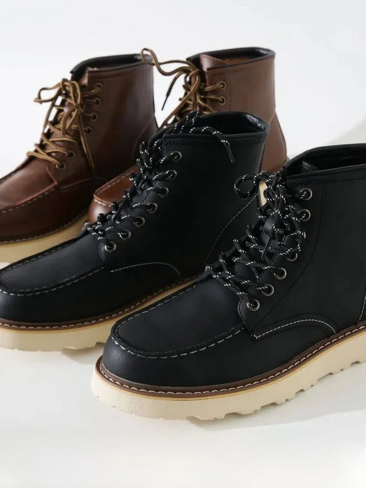

Fashionable Youthful Retro Style Men's Boots Crafted from Top Layer Cowhide Leather Breathable Comfortable Workwear