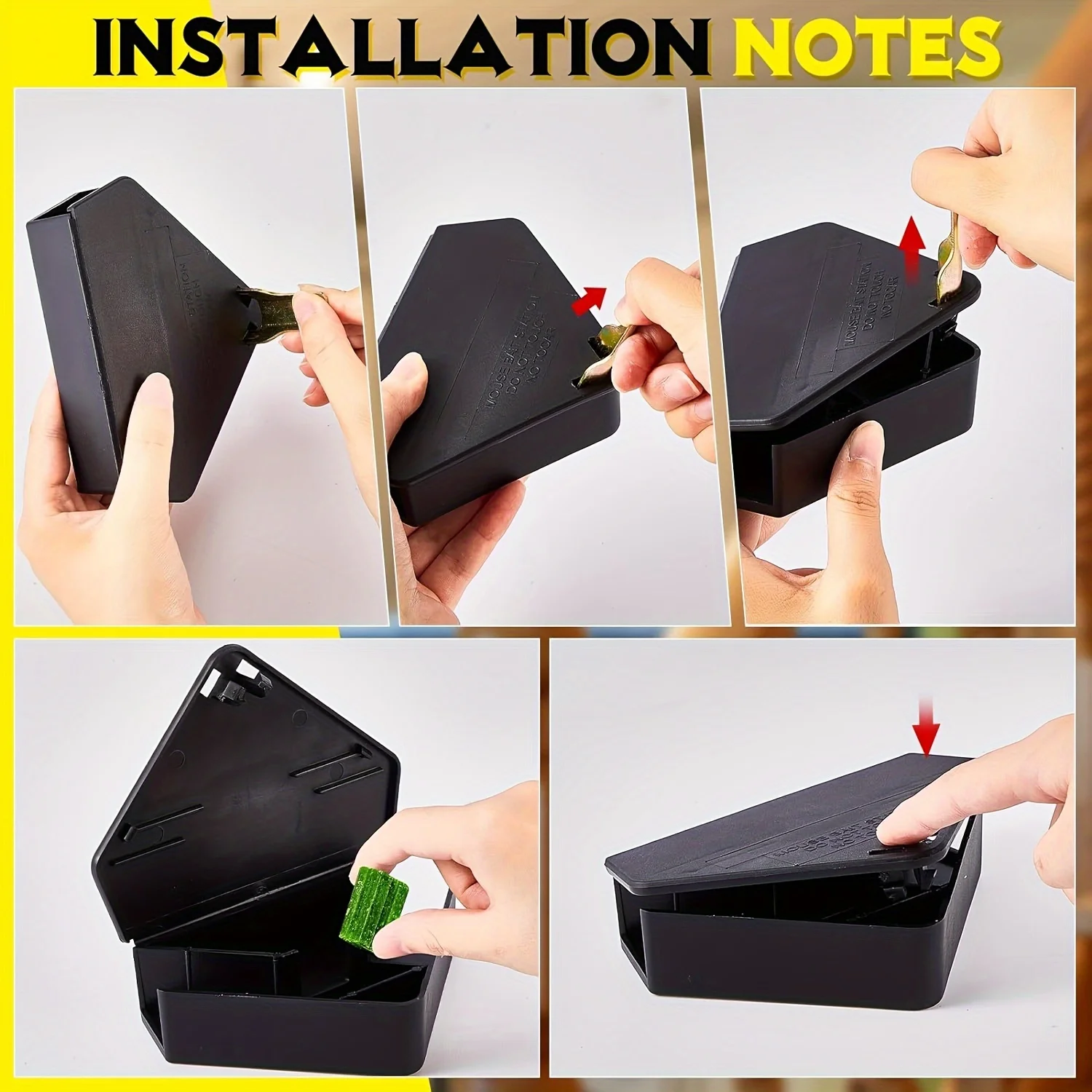 Outdoor Reusable Mouse Bait Station with Key for Indoor Outdoor Kitchens Garages Upgraded Small Pest Control Solution