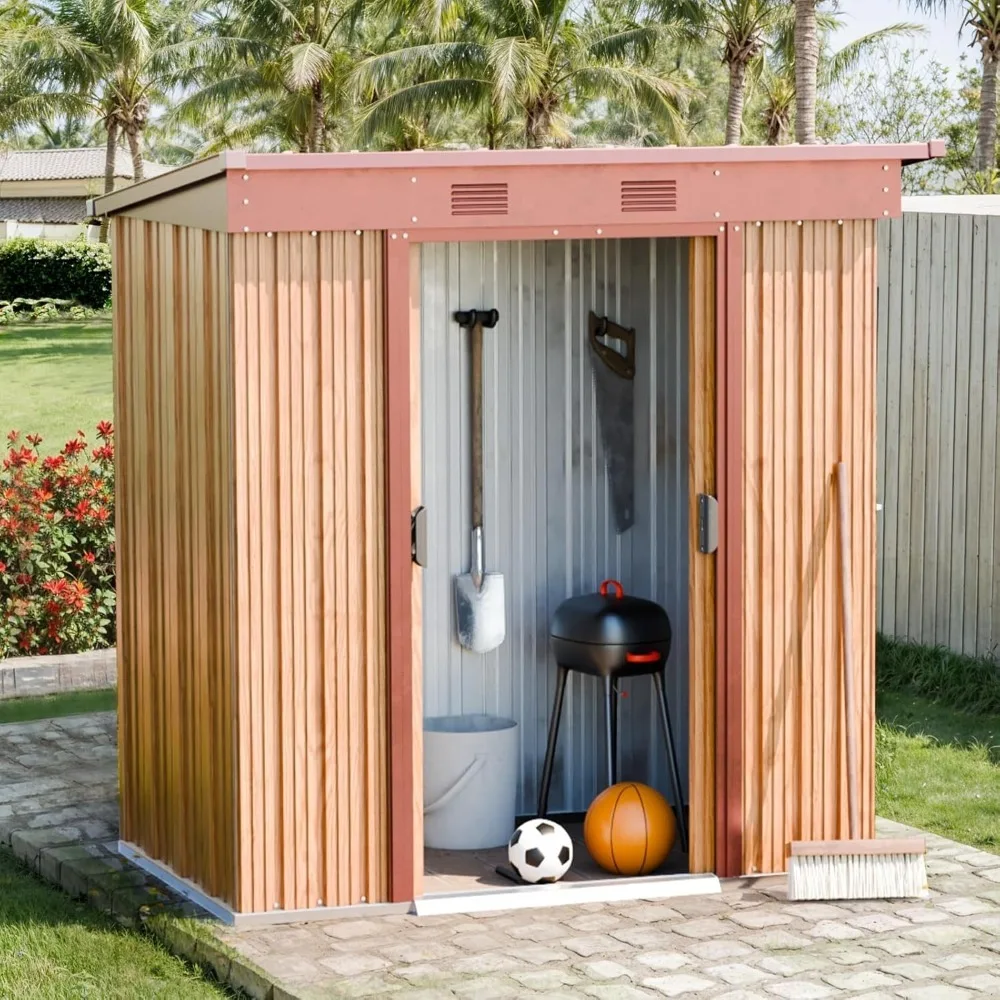 Metal Outdoor Storage Shed with Double Lock Doors and Ventilation Openings, Small Tool, 5.3x3.2 Feet