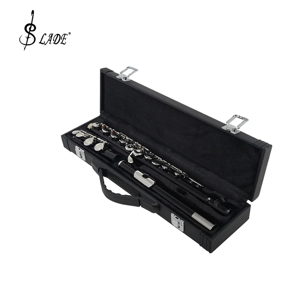 Black 16 Holes C Key Closed Open Flute Professional Concert Flute with Box Cleaning Cloth Stick Gloves Accessories