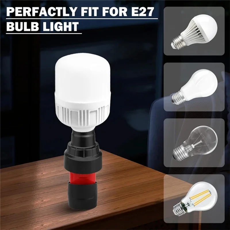 THIVN-Protable Flashlight Flood Light For  12V Li- Battery E27 Light Bulb Socket Adapter Spiral Emergency Light Adap