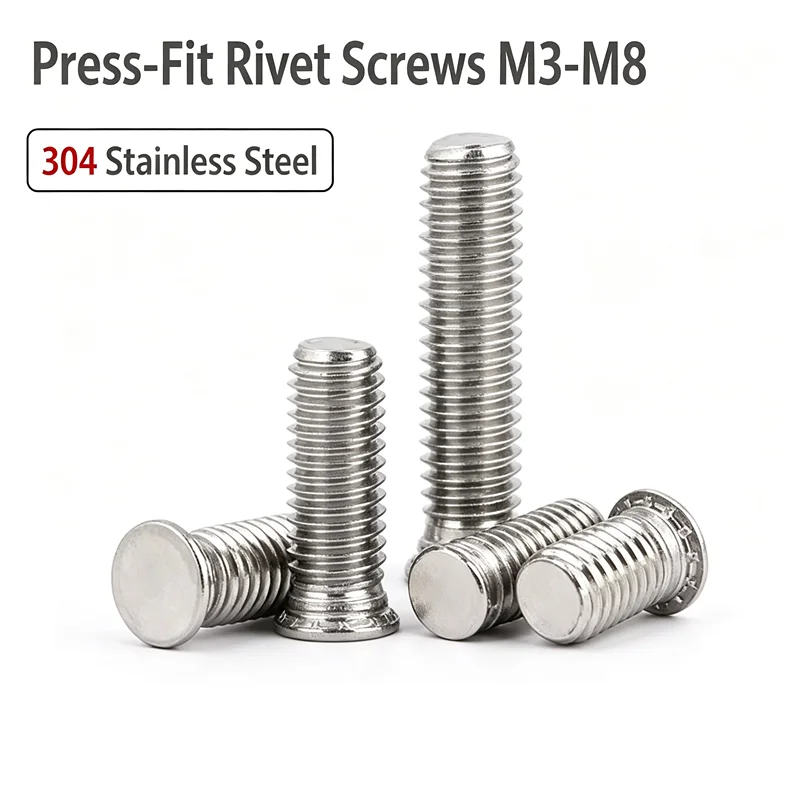 Sheet Metal Fastening Screws, 304 Stainless Steel Press-Fit Rivet Clamping Screws M3 M4 M5 M6 M8