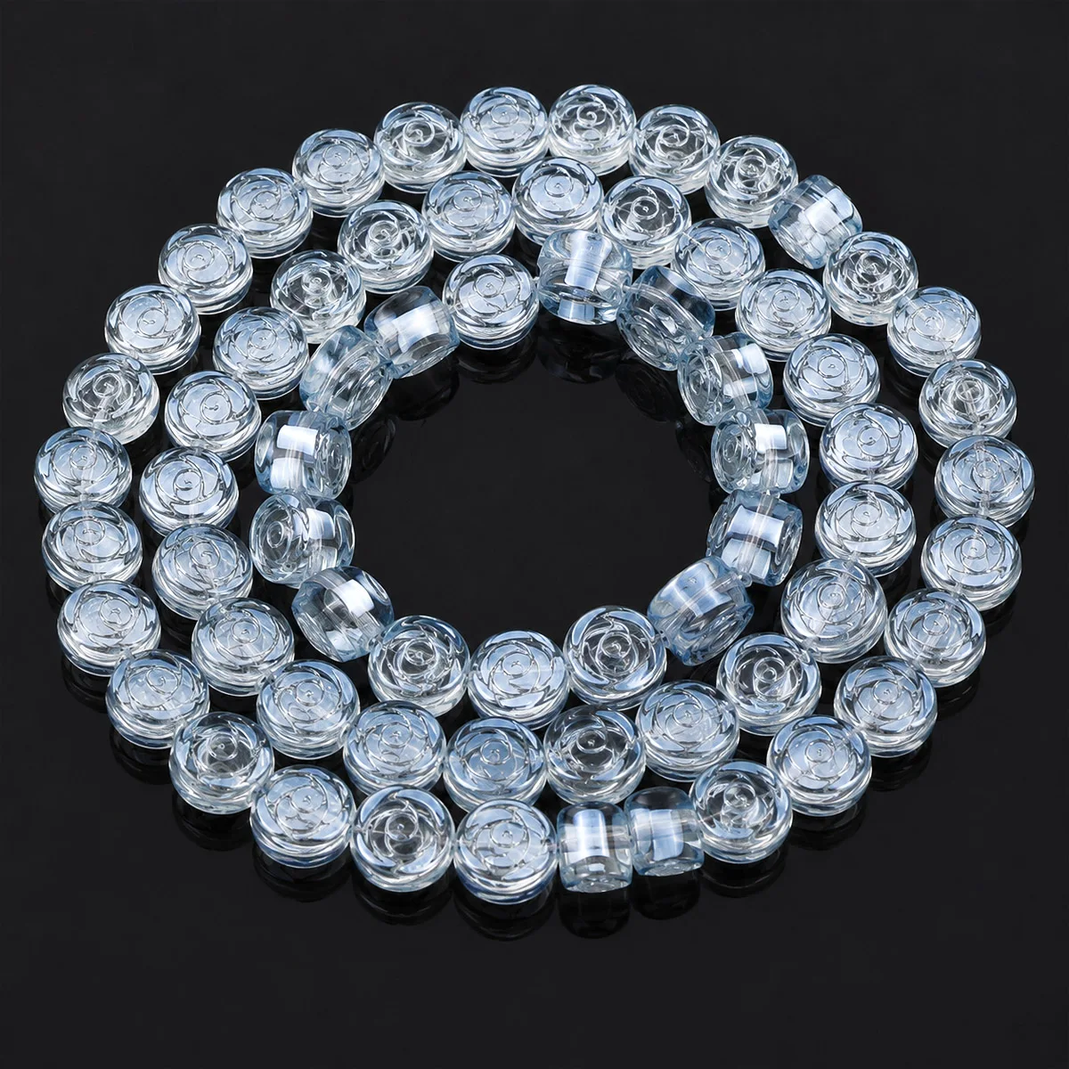 6mm50-150Pcs Transparent Light Blue Round Rose Crystal Glass Beads for Jewelry Making Bracelet Necklace Keychain DIY Accessories