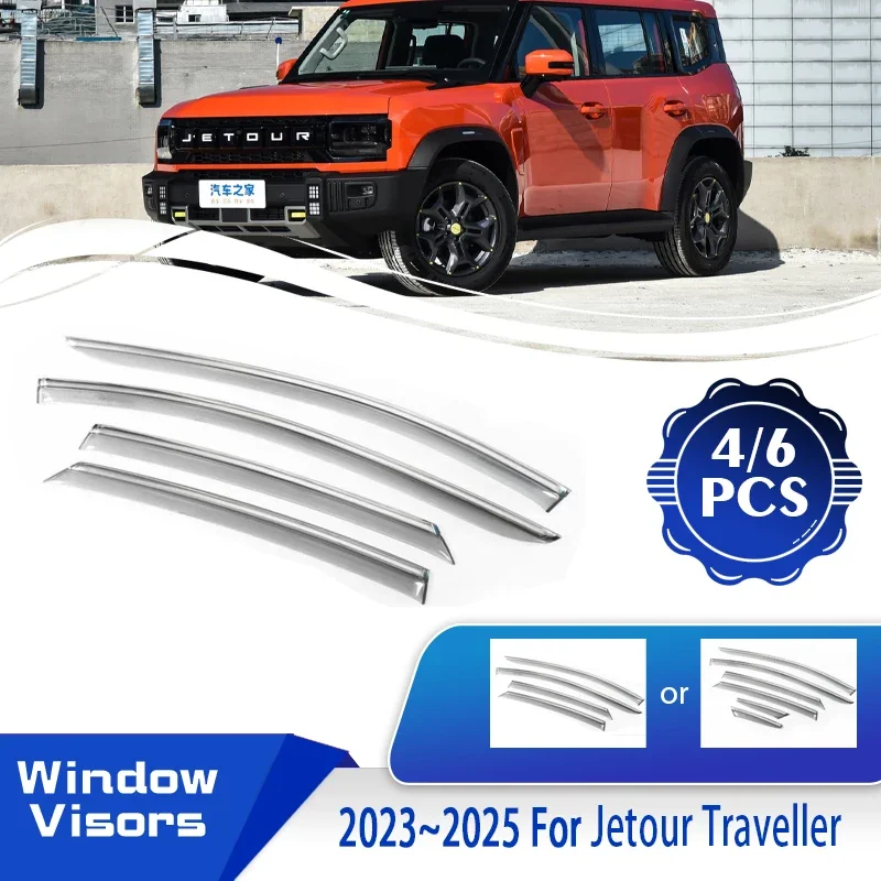 For Chery Jetour Traveller T2 2023 2024 2025 Car Window Visor Rainproof Shelter Wind Rain Visor Deflector Shade Auto Accessories