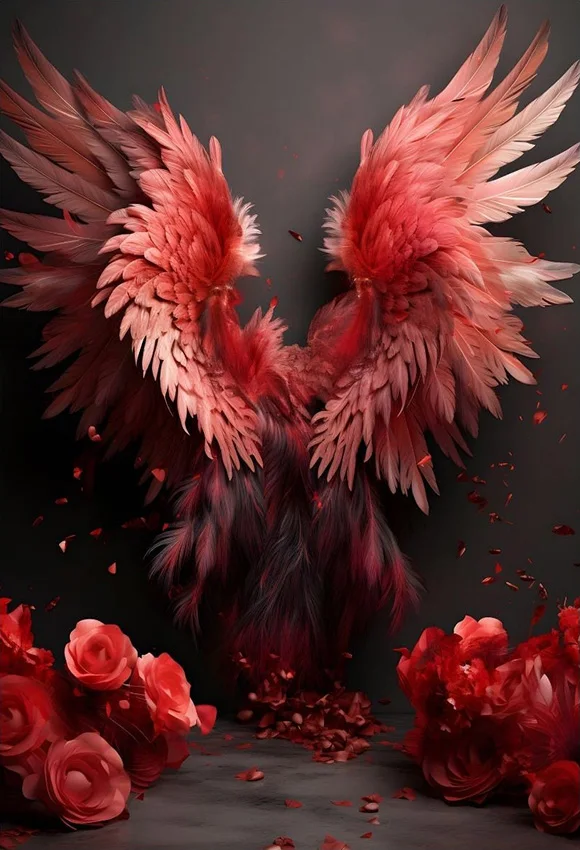 Mehofond-Fondo de fotografía para adultos, rosa roja, Floral, alas de Ángel, cumpleaños, boda, maternidad, Retrato, decoración, foto Studi