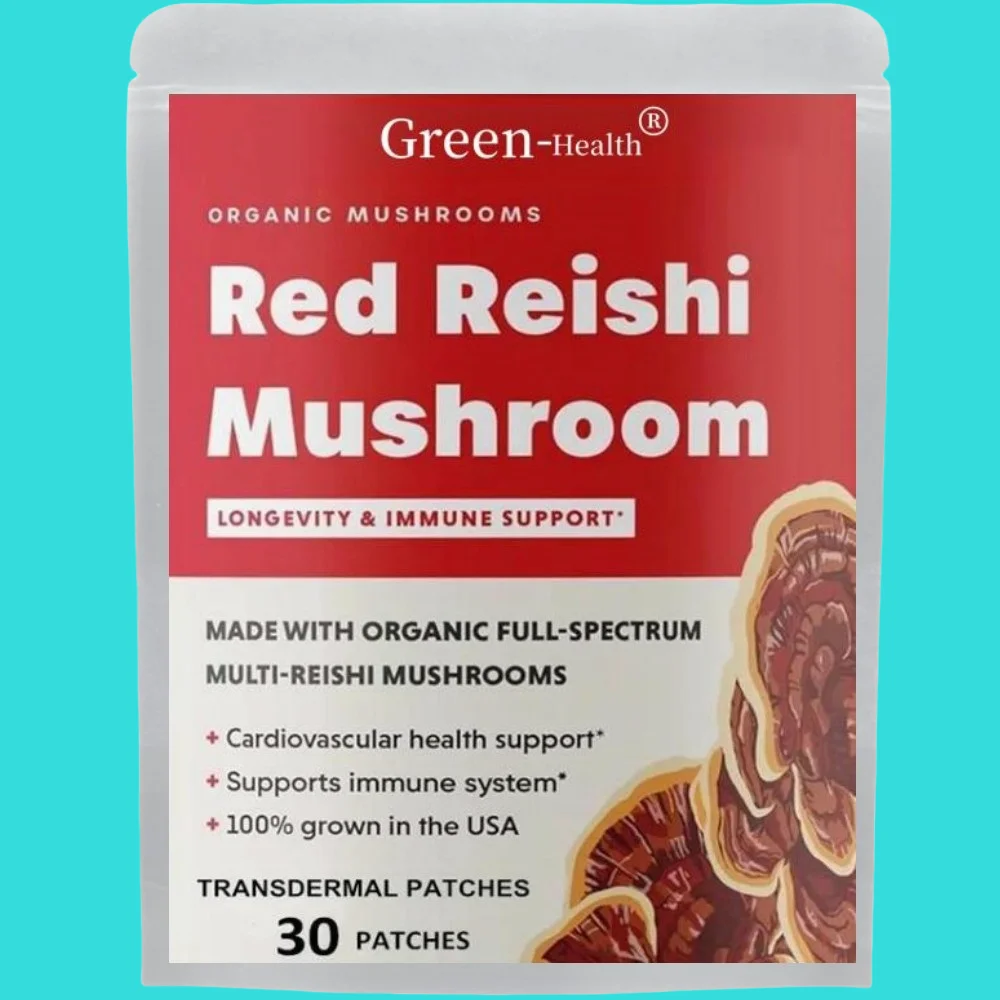 30 Patches Reishi Mushroom Transdermal Patches Organic Ganoderma Lucidum for Immune Support, Cardio Health and Energy