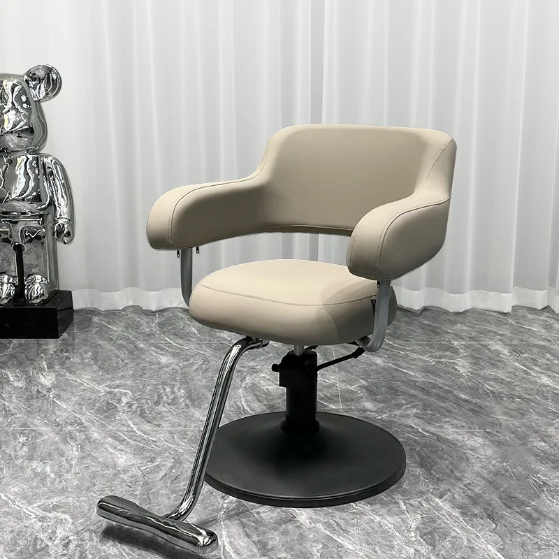 Barber Shop Chair Simple Lifting Stainless Steel Hair Cutting Chair Beauty Salon Perm and Dyeing Chair