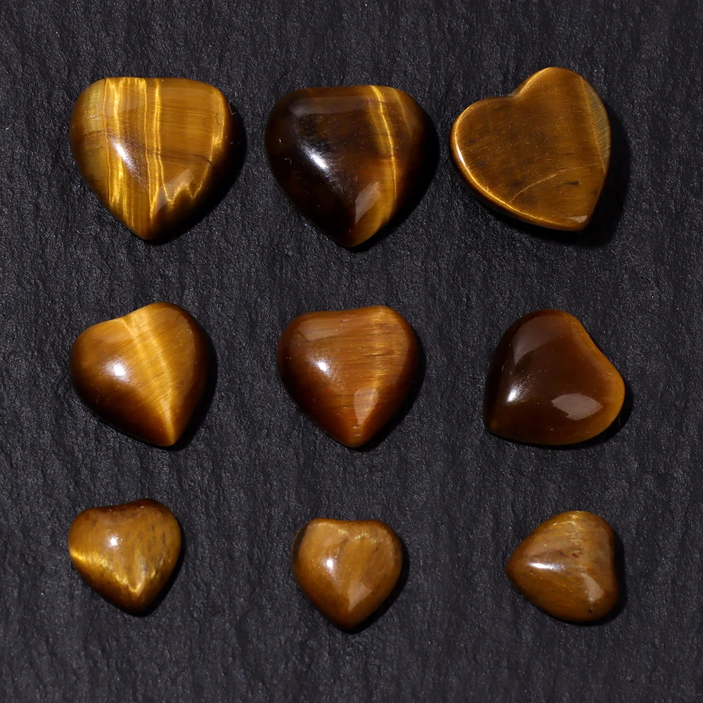 Natural Stone Cabochon Heart Shape Semi-precious Rose Quartzs Tiger Eye Jade Cameo For Jewelry Making Ring Earrings Bracelet DIY