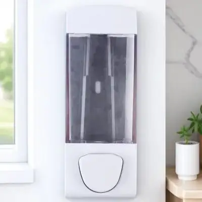 

350ml Press Pump Bottle Soap Dispenser Wall-Mounted Shower Gel Box White Easy Refillable Lotion Container for Bathroom