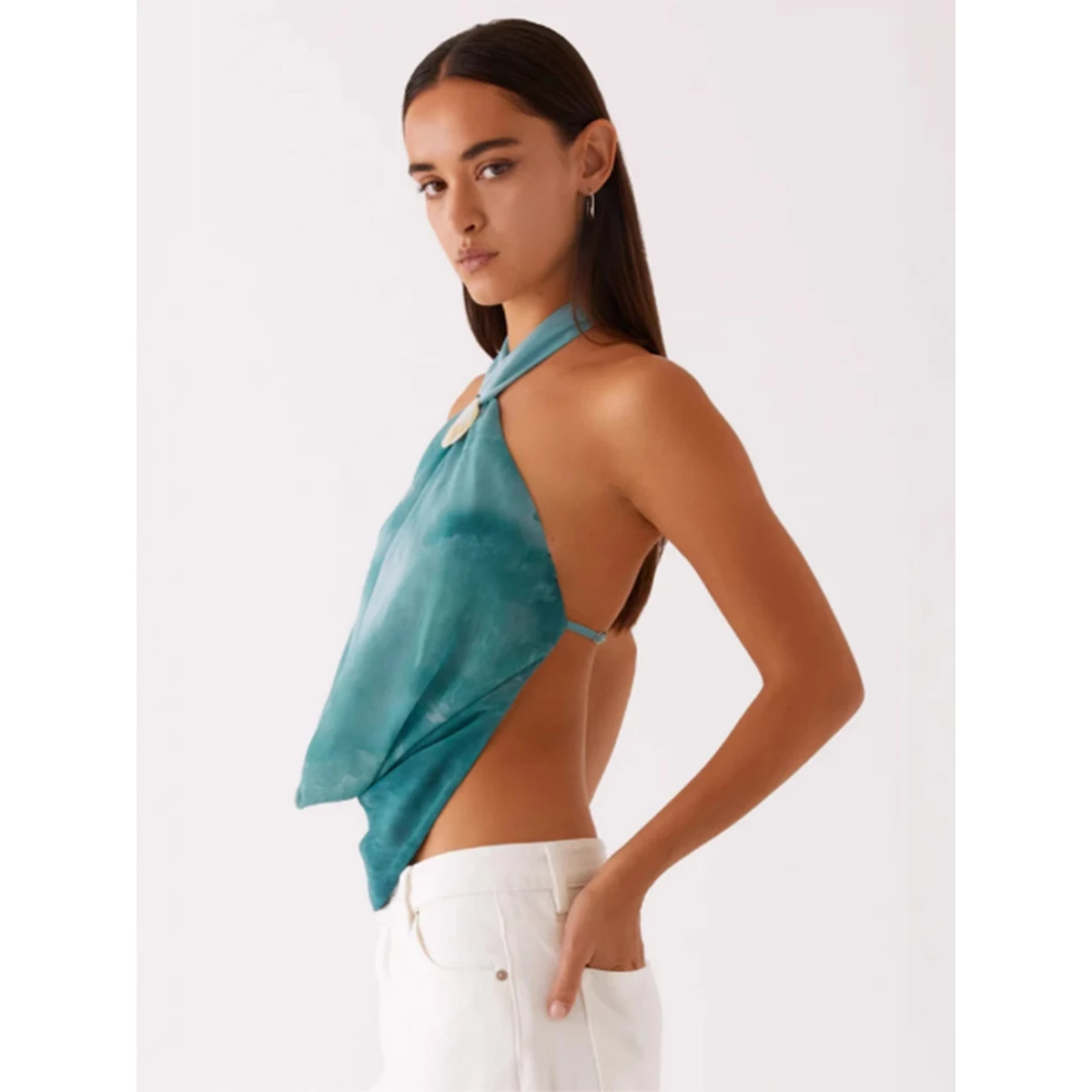 

Bandeau Top ell Decorated Svel Bal Belted Women's Sexy Sle Polyester ort Length Printed Vest with Chest Pad