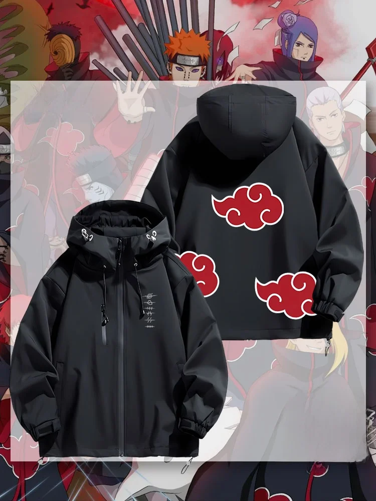 

ippuden Casual Hooded Jaet Coat ex Anime Outerwear Polyester Fiber Long Sve Waterproof Zipper Closure Sprin...