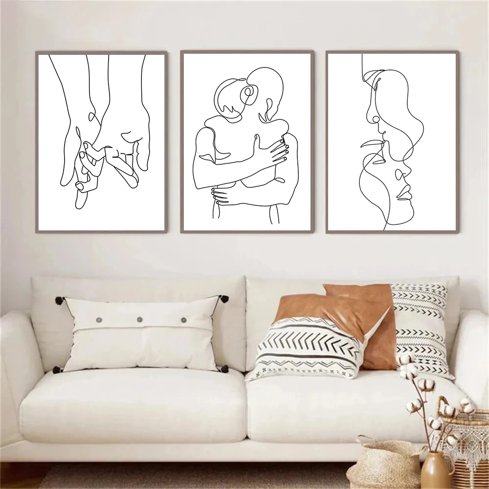 

Line Couple Hands Love Posters And Prints Scandinavian Minimalist Wall Art Canvas Painting Picture Living Room Home Decoration