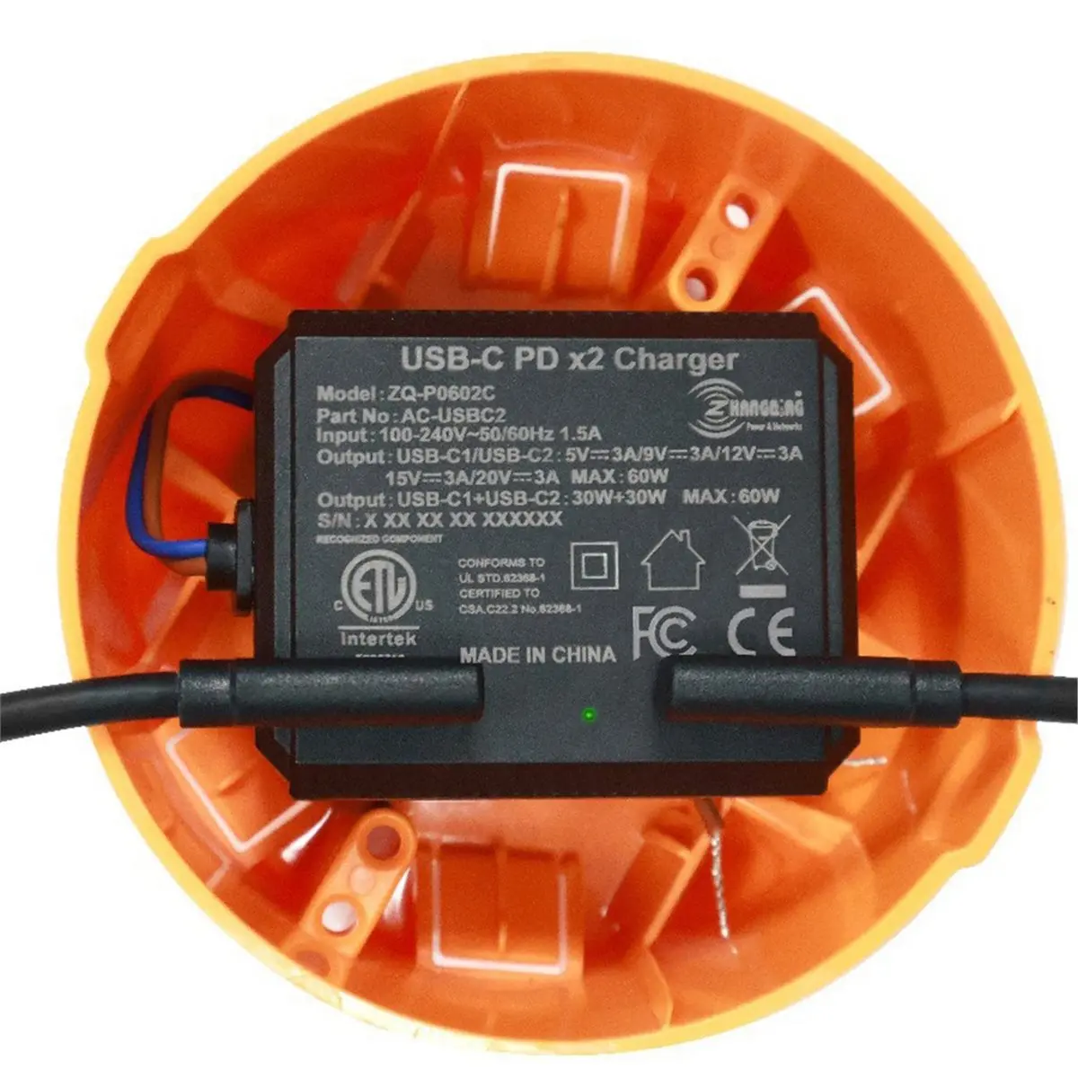 Y917A~!#Upgrade AC to Type-C Power Supply, PD3.0 Protocol, Dual Type-C Output Ports, Maximum Power of 60W Per Port.