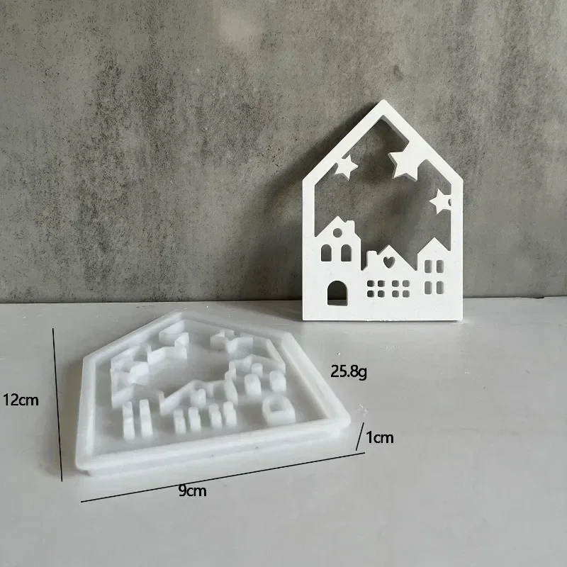 New Hollow Splicing House Silicone Mold Gypsum DIY Star Love House Decoration Mold Tea Light Candle Holder Cement Plaster Mould