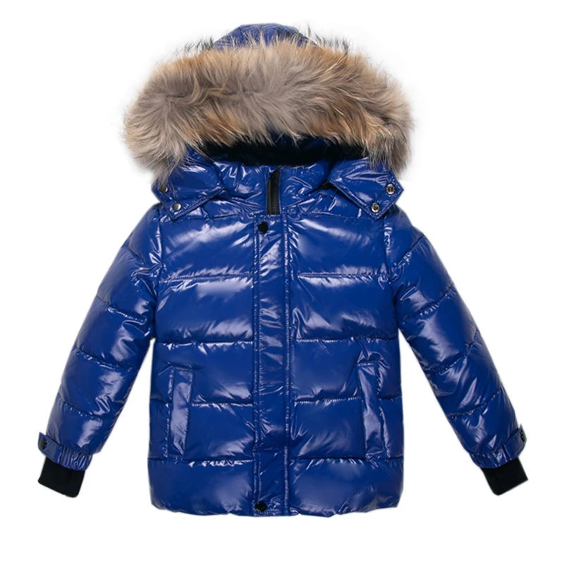 

Real Fur Children's Down Jacket Boys Girls Windproof and Waterproof Short Style Duck Down Warm Coat Thick Winter Snowsuits Kids