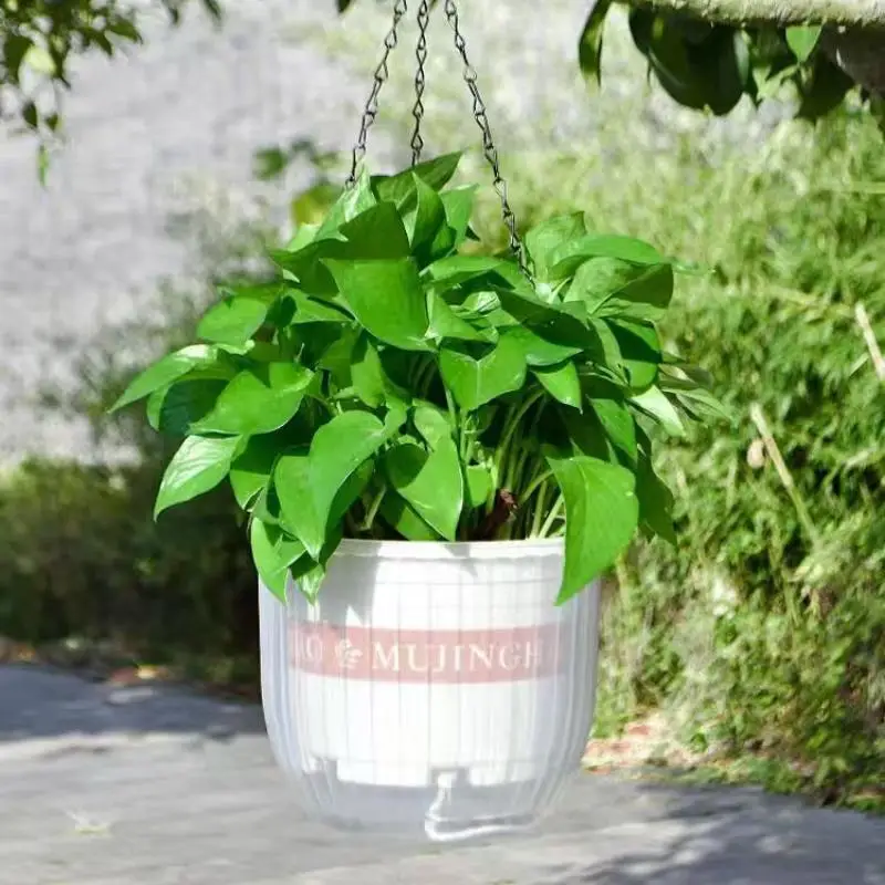 New Transparent Hanging Basket Flower Pot For Lazy People Self-priming Hydroponic Resin Large Diameter Fall-resistant Shampoo