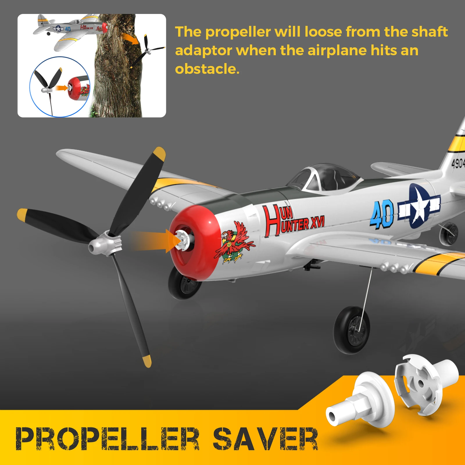 طائرة VOLANTEXRC RC، طائرة RTF 4CH P-47 Thunderbolt RC، نظام تثبيت X-Pilot، هوائي واحد، مناسبة للخارج #4